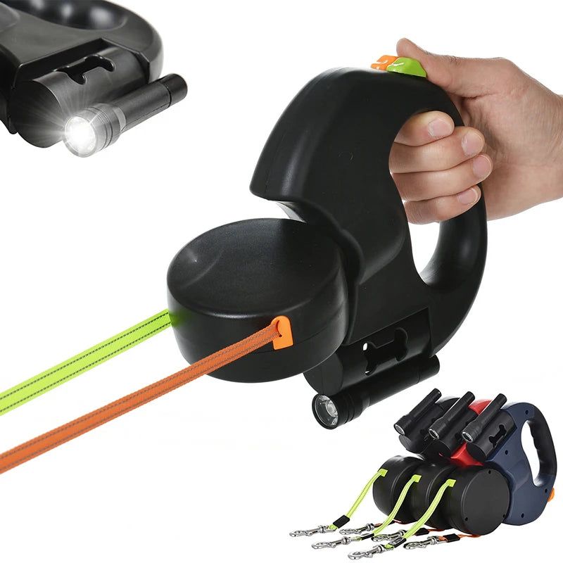 Retractable Duel Anti-Tangle Leash